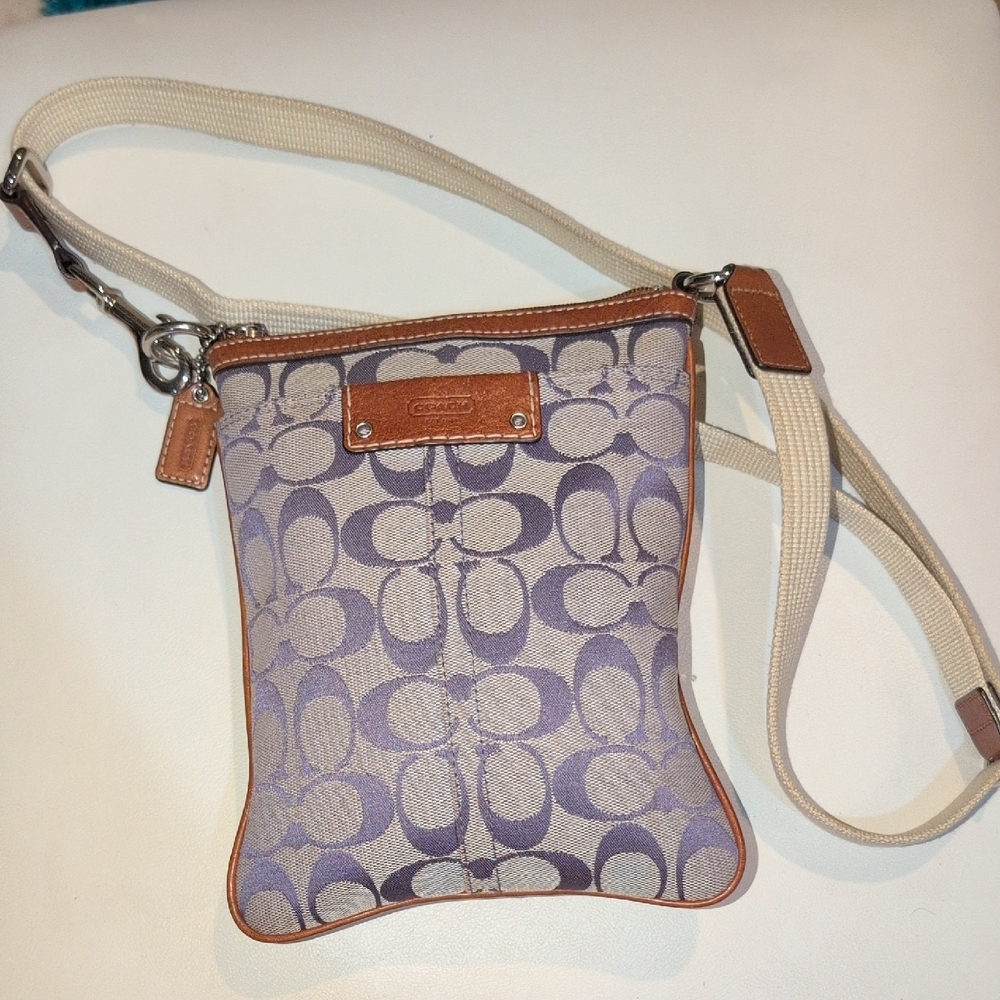 Coach Purple, Cream and Brown Crossbody Bag